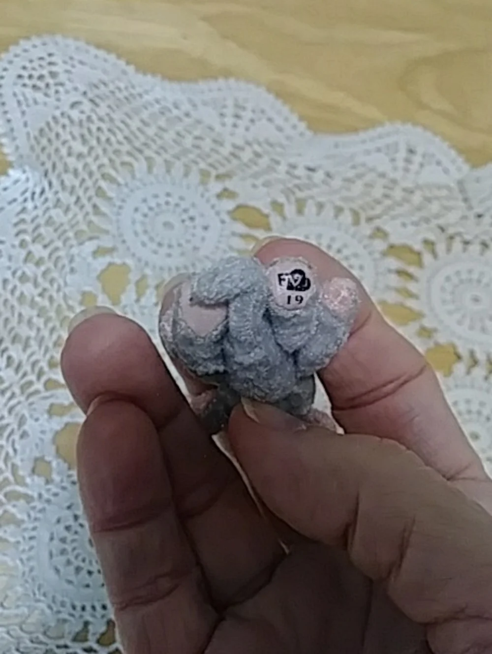 Vintage American Greetings teeny mouse in grey and pink